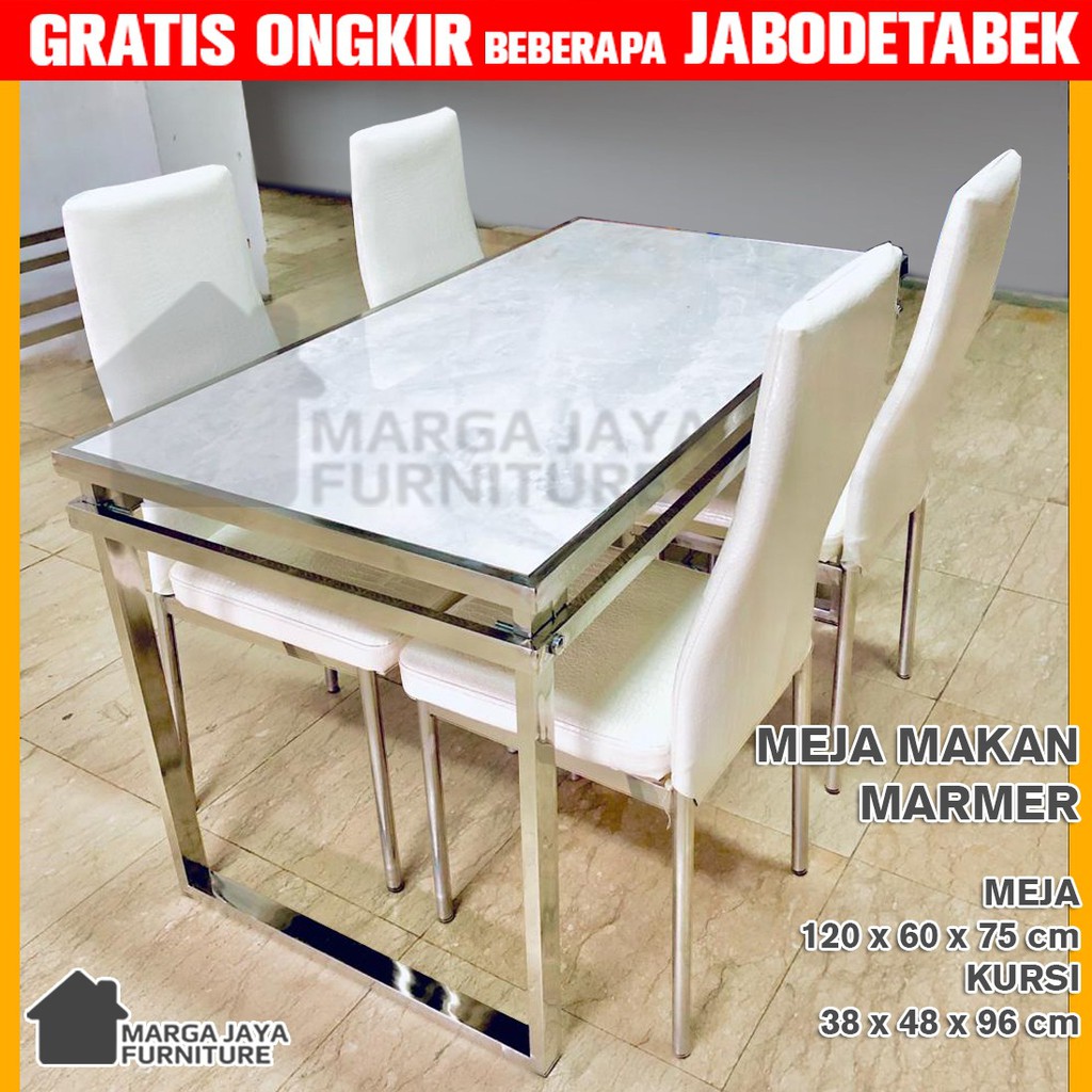 Meja Makan Marmer Set Kursi Stainless Steel Dining Table Shopee Indonesia