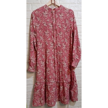 Dress/tunik plisket motif bunga