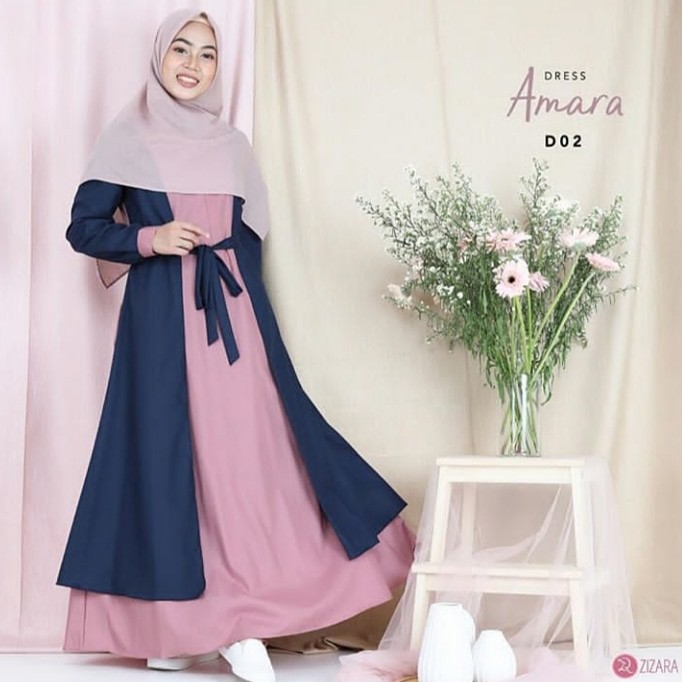 Amara dress navy/Pakaian Wanita / Dress Wanita / Pakaian Muslim / Muslim Wanita