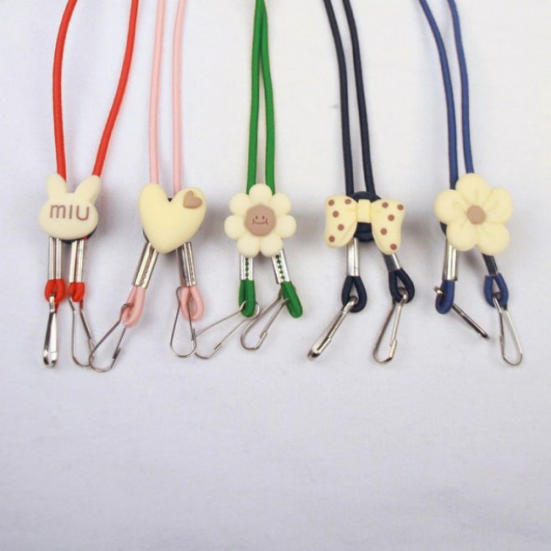 Tali Masker Anak Elastis Hijab Konektor 2 in 1 Import Strap Kalung Flower Love Bunga Lucu