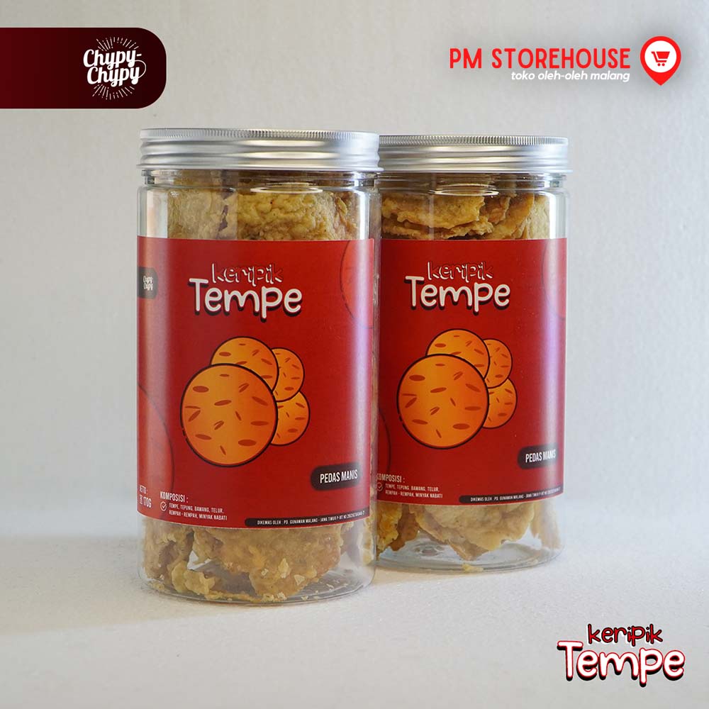 Keripik Tempe Pedas Manis Super Renyah Chypy Asli Malang - Kemasan Toples