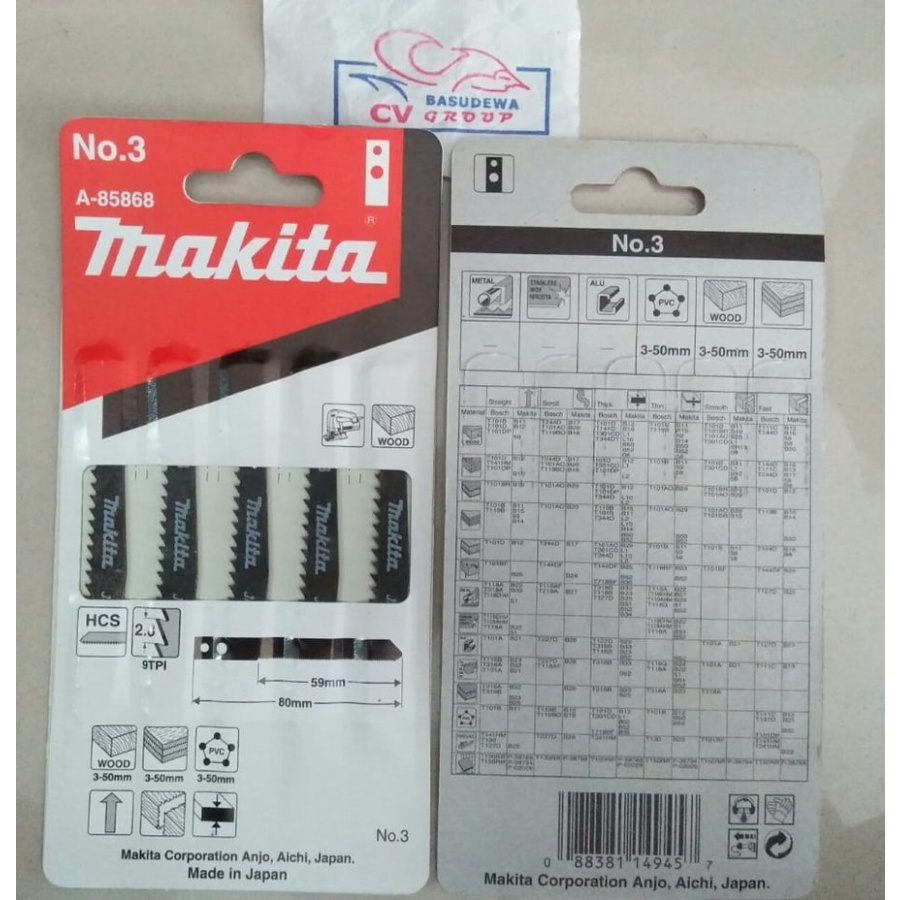 MATA JIGSAW MAKITA NO.3 (KEPALA LUBANG) A-85868