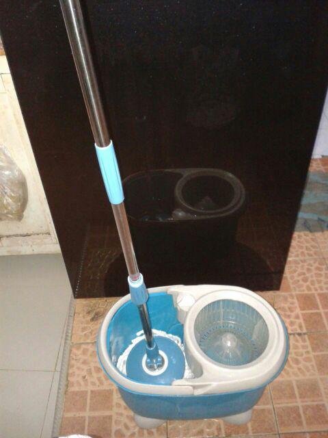 Tongkat Gagang Pel Spin Dry Mop / Pel Berputar ( Gagang+piringan+kain )