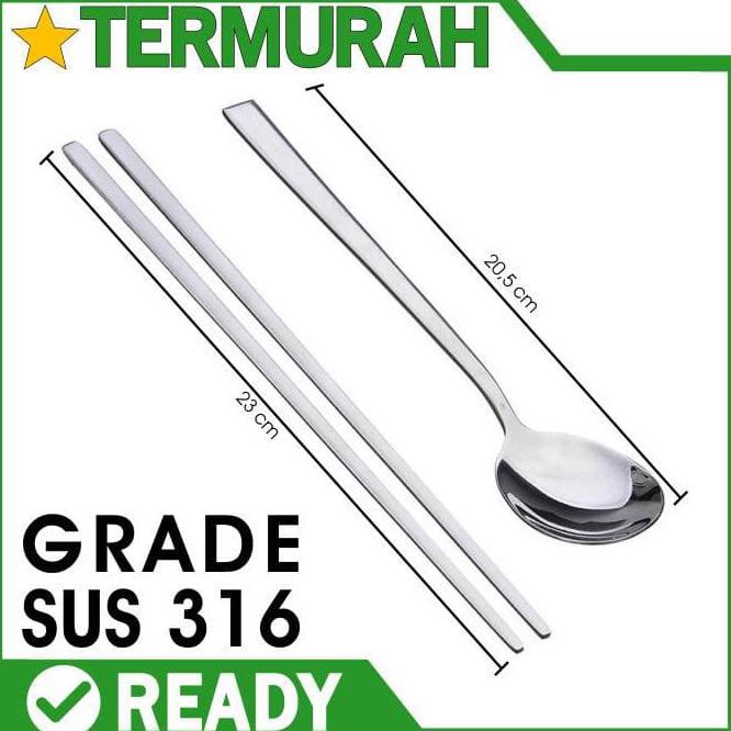 Pasti Ready Sendok Korea Sumpit Korea Stainless Sujeo Sendok Sumpit Korea Termurah