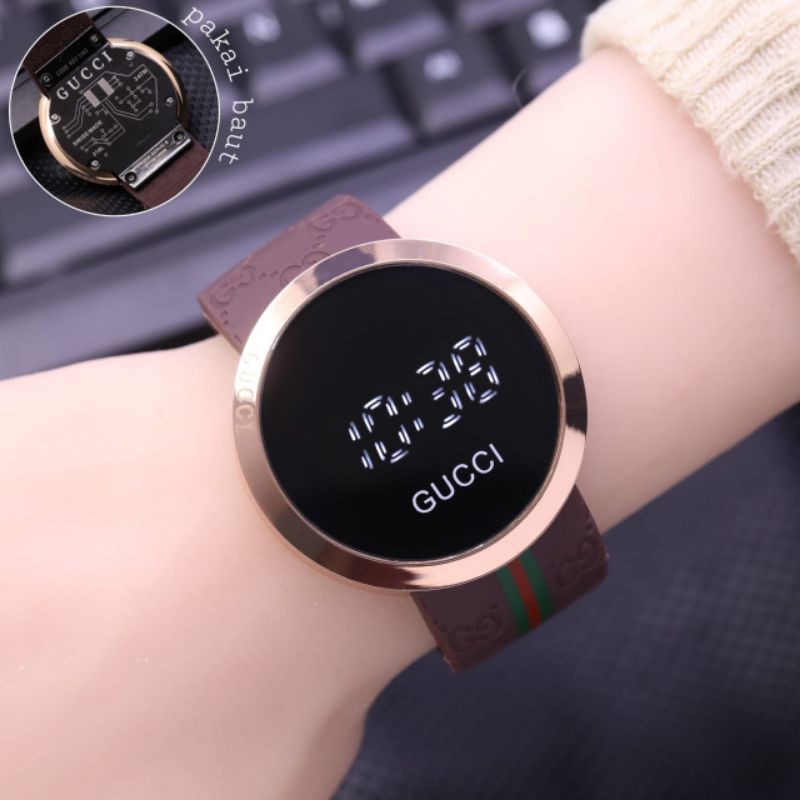 JAM TANGAN WANITA GUCCI RUBBER TOUCH SCREEN || DIAMETER 4 CM || COD