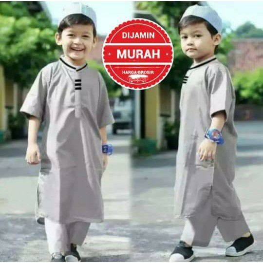 BAJU KOKO ANAK BAJU KOKO PAKISTAN ANAK BAJU MUSLIM ANAK LAKI LAKI 1-13 Thn BONUS PECI SETELAN KOKO