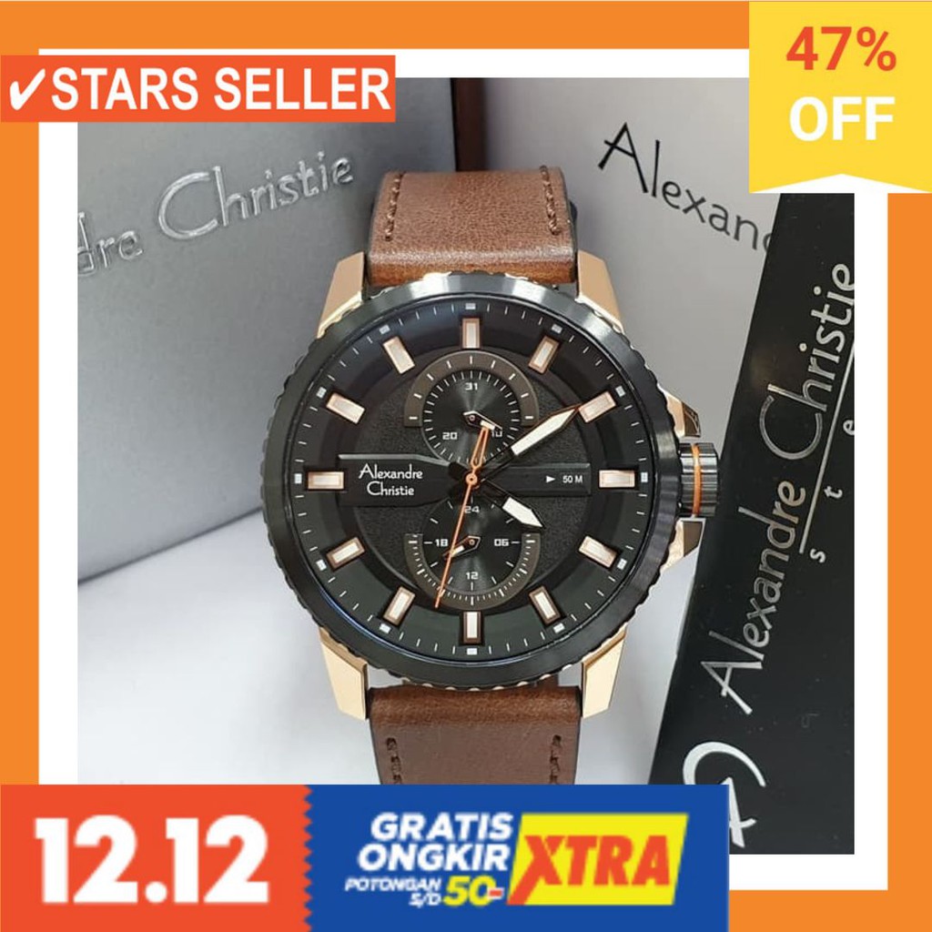 JAM TANGAN GROSIR MURAH LELAKI ANTI KARAT AIR LAKI / ALEXANDRE CHRISTIE AC 6507 PRIA ROSEGOLD