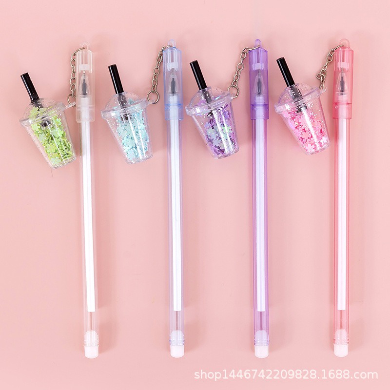 OVERFLOWS.ID Pulpen Gel Gantungan Lucu Karakter Dengan Sequin Glitter Bolpen Lucu Unik