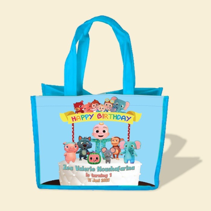 

TAS GOODIE BAG CUSTOM GAMBAR/FOTO/LOGO SOUVENIR ULANGTAHUN ANAK / AQIQAH / SYUKURAN ANAK FREE DESAIN