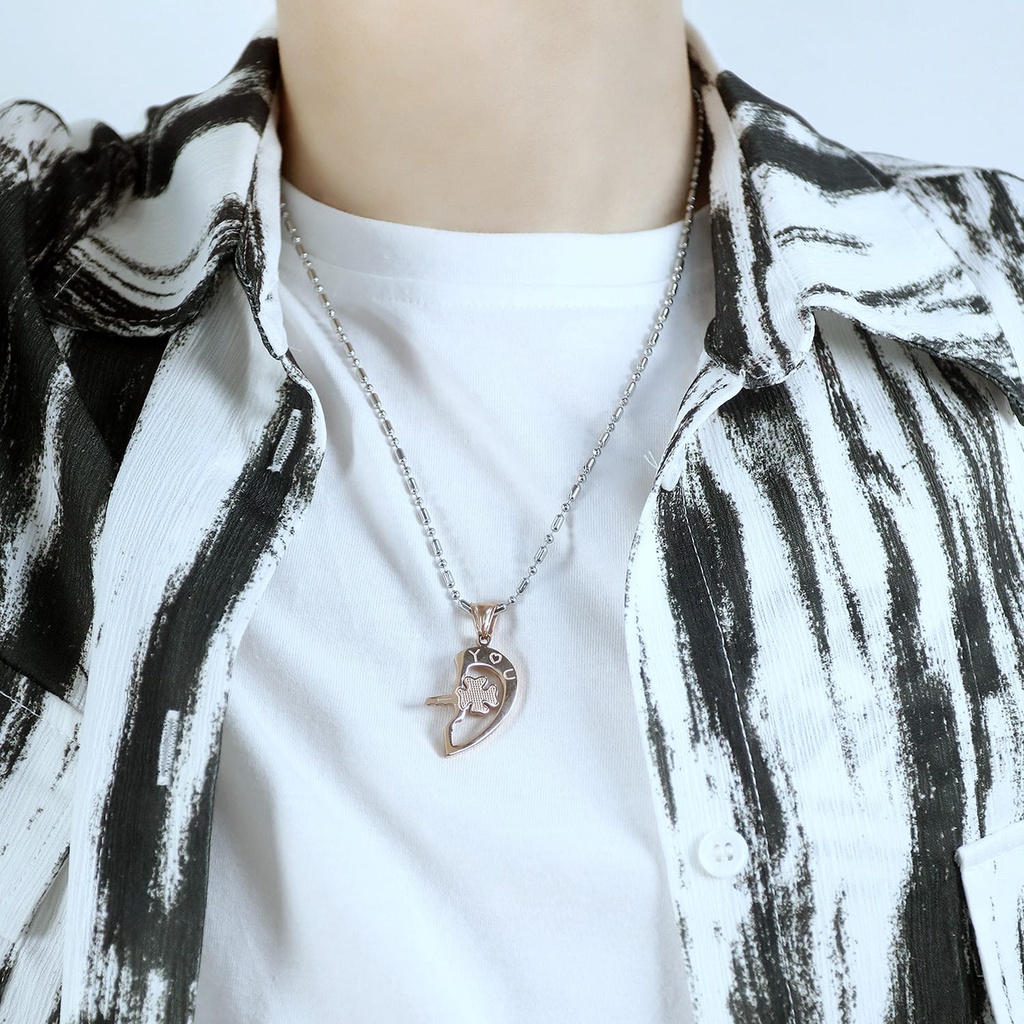 Kalung Couple KL136 Stainless Steel / Titanium Premium Fashion Wanita Kalung unik Lucu Keren Copel /Deluna/ BS