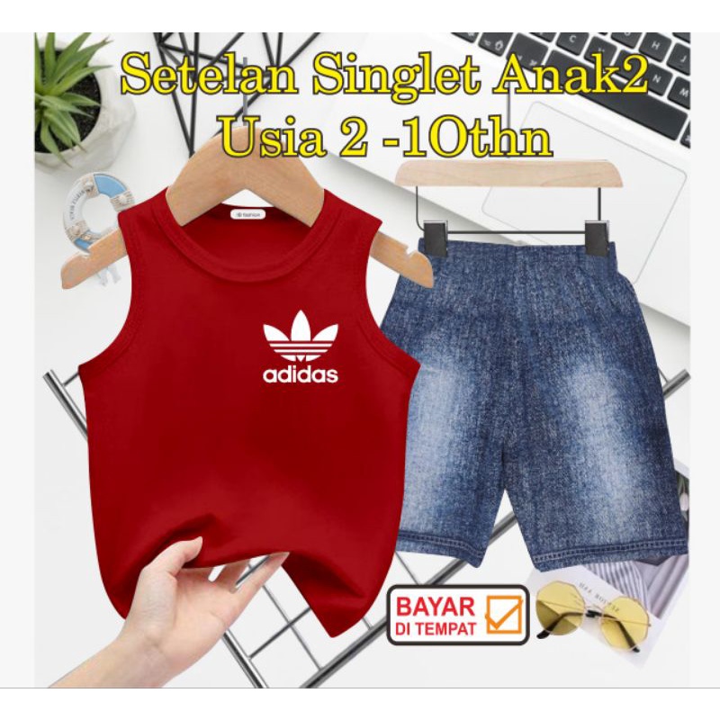 ((IB))SETELAN ANAK SINGLET SEMI JEANS/4D1D4S DIGITAL SABLON