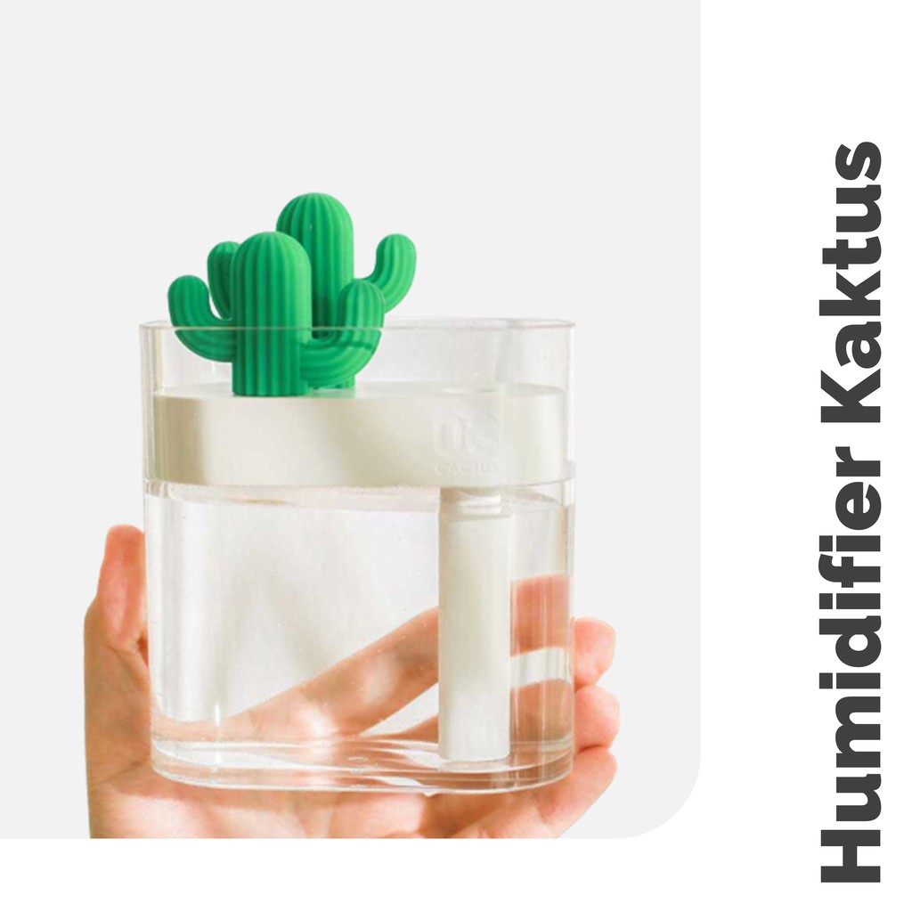 Humidifier 160ml Minimalis Aesthetic Ultrasonic Air Bening Transparan Desain Unik Kaktus Cactus