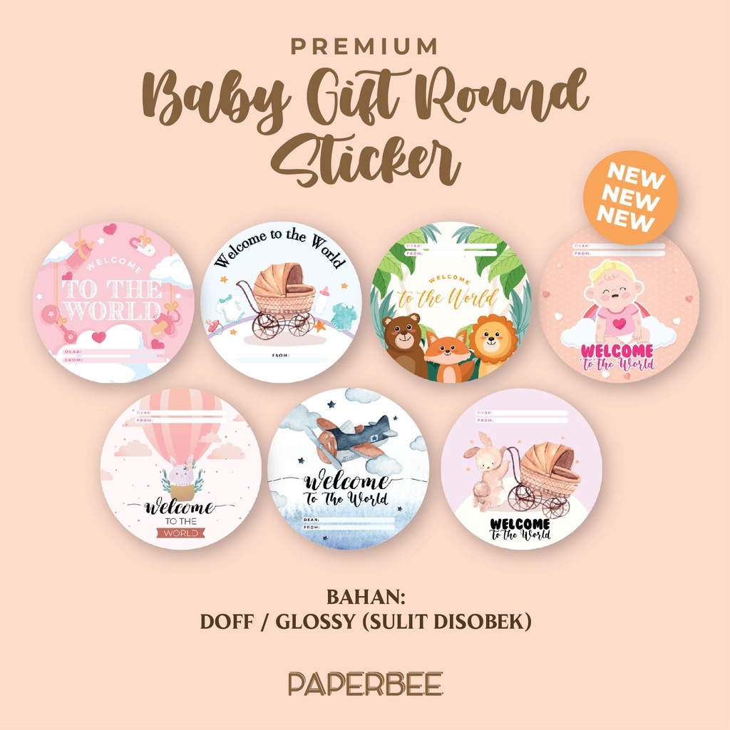 [10 LEMBAR-GLOSSY] STICKER / STIKER BULAT / KARTU UCAPAN KELAHIRAN BAYI / KARTU UCAPAN BABY NEW BORN / GREETING CARDS BABY GIFT