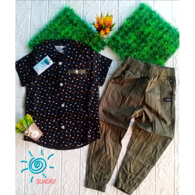 SETELAN KEMEJA ANAK AISON/ SETELAN HEM ANAK/ KEMEJA ANAK LAKI-LAKI/ SETELAN ANAK MURAH {Usia 2Th}