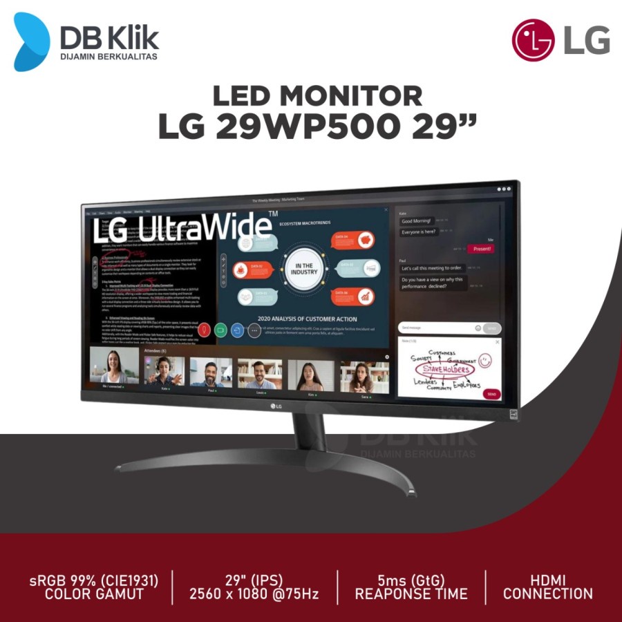 LED Monitor LG 29WP500 29&quot; UltraWide IPS 75Hz FHD HDMI - LG 29WP500