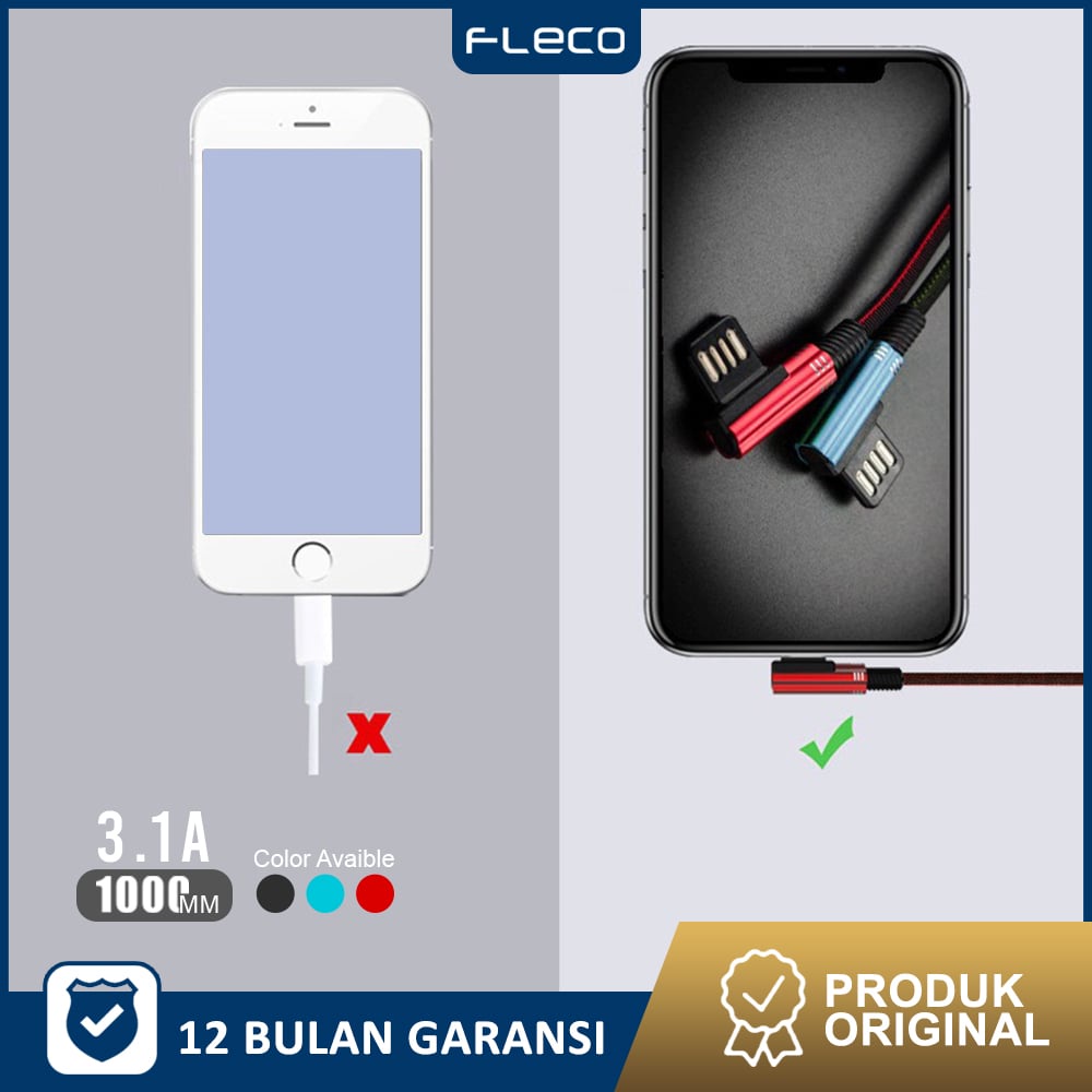 Kabel Data Gaming Quick Charging Cable Lightning/Kabel Iphone Fast Charging F-250 FLECO - Garansi 1 Tahun Rusak Ganti Baru