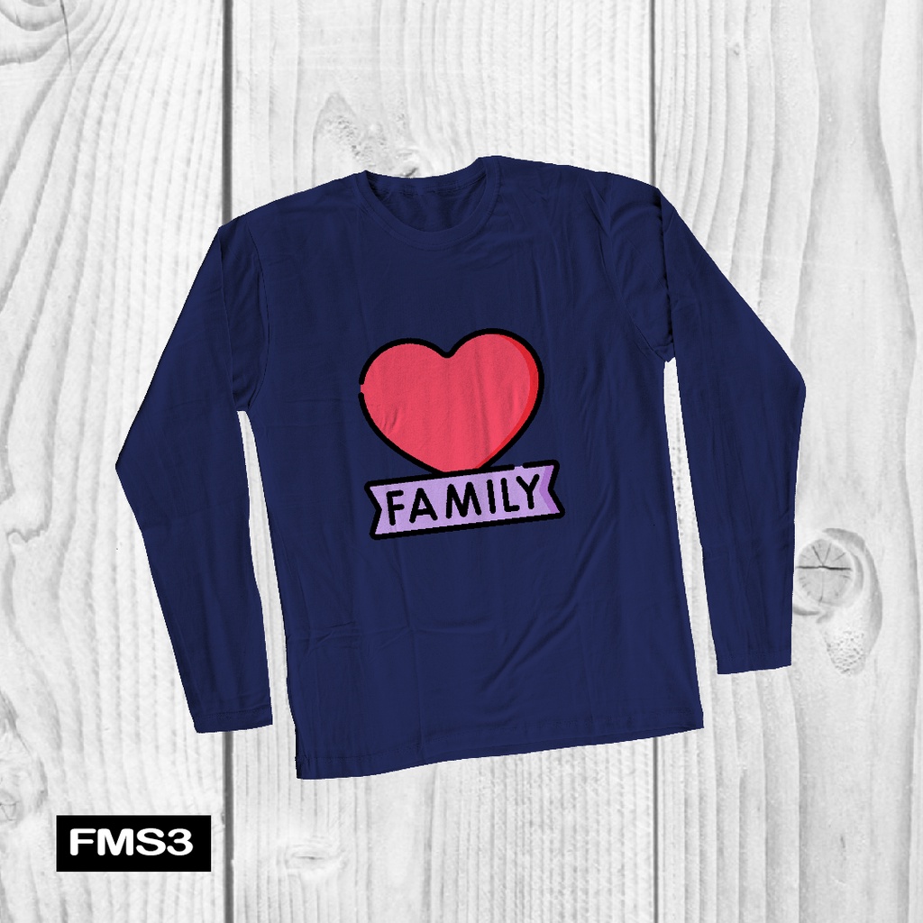 [KAOS] kaos keluarga couple family heart family FMS3 full color cotton combed lengan panjang murah stylish