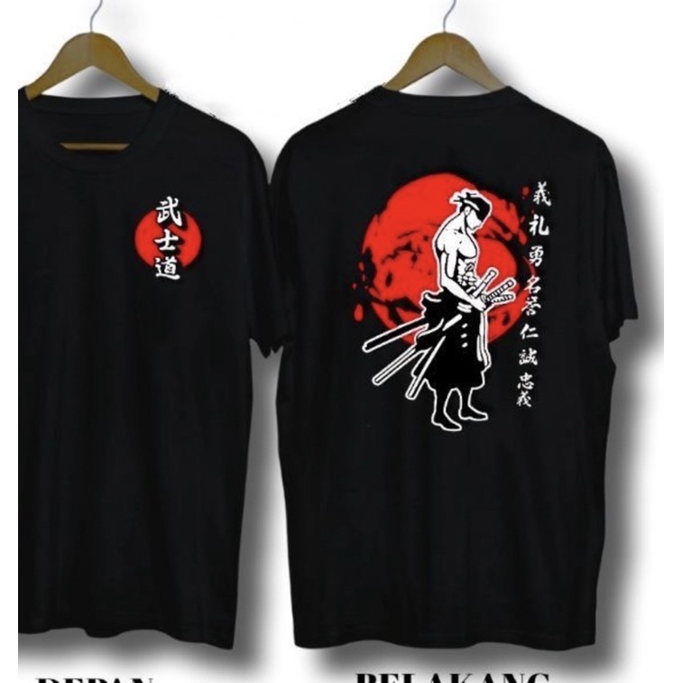 Baju katun Combed 30s Kaos Distro Samurai Pria Jepang Lengan pendek