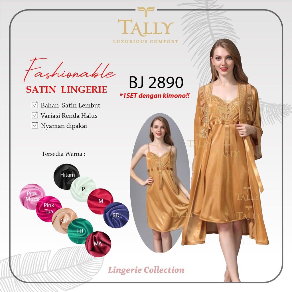 TALLY BAJU TIDUR KIMONO / LINGERIE SET 2890 I FREE SIZE | SATIN PREMIUM