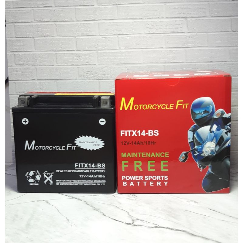 aki motor ytx14-bs 12v 14ah aki motor merek motorcyclefit YTX14-BS