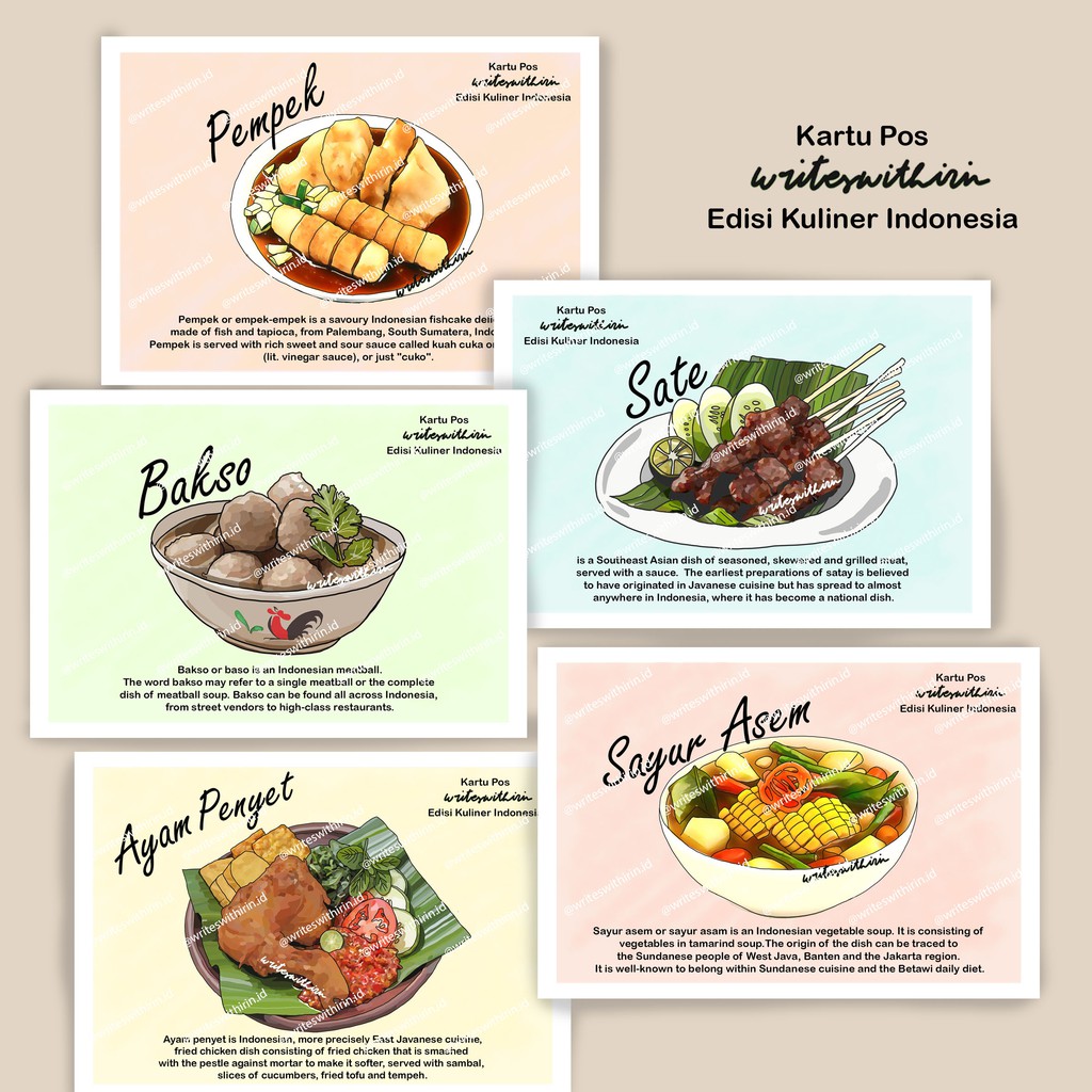 

(writeswithirin) Kartu Pos/ Postcard/ Post Card/ Penpal/ Poskad Kuliner Indonesia