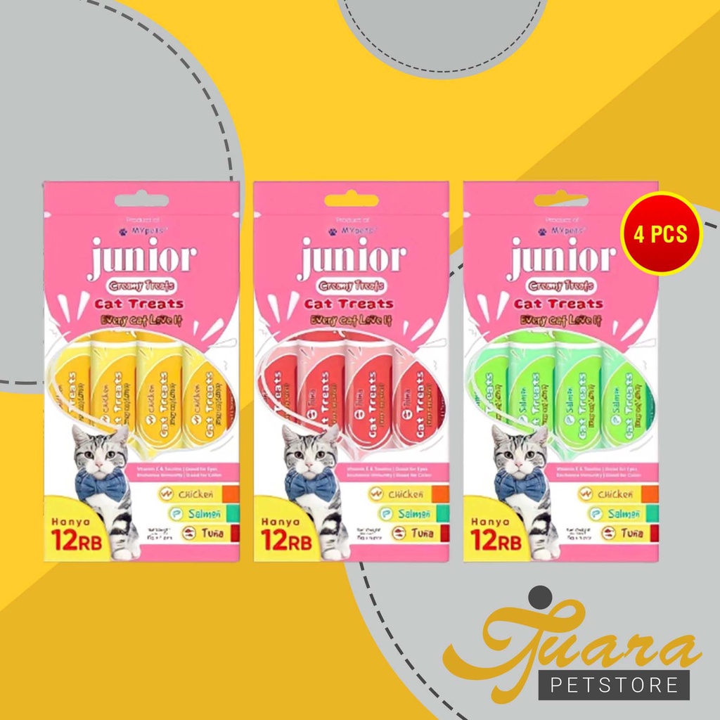 Junior Creamy Treats Cemilan Kucing Cat Food Snack 15GR X 4 Pcs