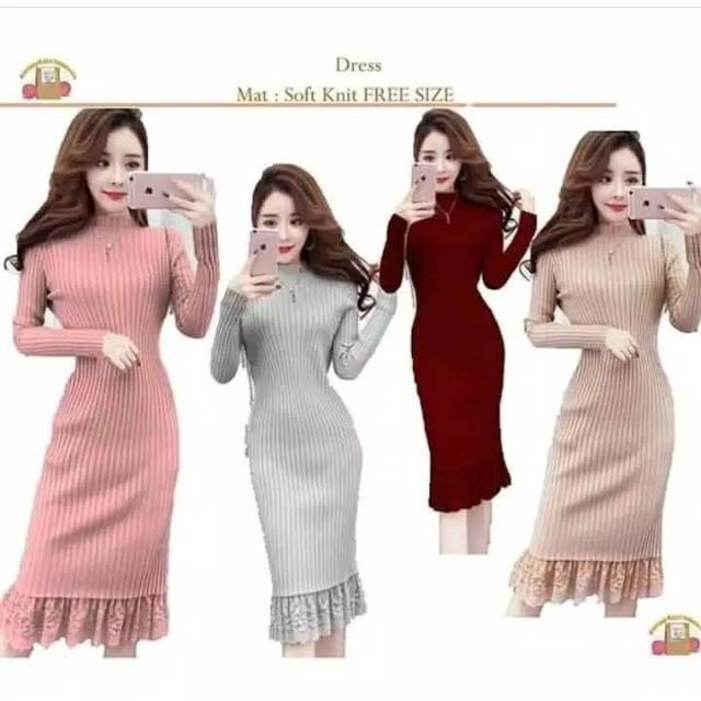 Dress Wanita Rajut Halus Suzy Dres Brukat
