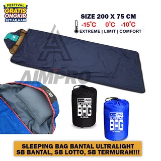 AIMPRO Sleeping bag + bantal - polar - lotto - kantong tidur - sleping bag - SB