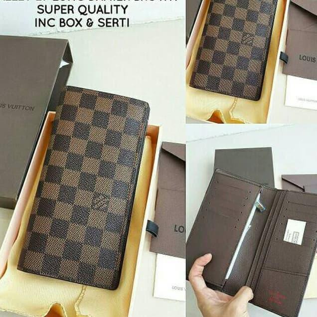 DOMPET KULIT LV PANJANG PRIA / WANITA IMPORT PREMIUM QUALITY - DAMIER LIPAT Kode 684