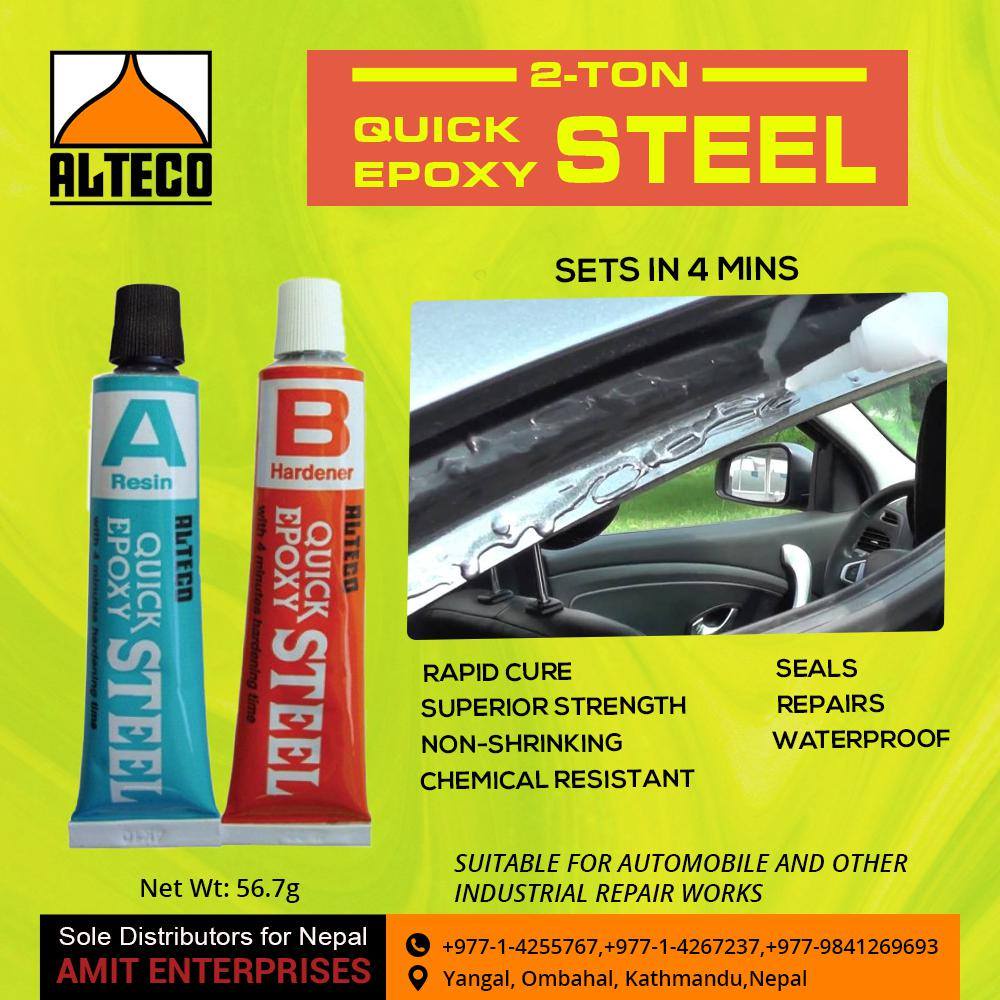 Lem Besi Alteco Quick Epoxy Steel 4 menit Kering Tahan Air Waterproof Menutup Bocor Menempel Kuat