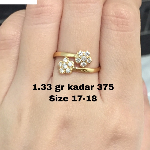 Cincin emas double flower kadar 375