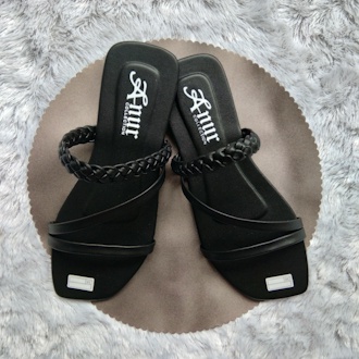 ANUR - COD  Sandal Teplek Wanita Slop Tali kepang Remaja kekinian/Sendal Selop Slip On Tali Terbaru