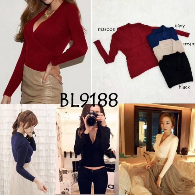 Blouse knit import / knit sexy top import / baju rajut sexy
