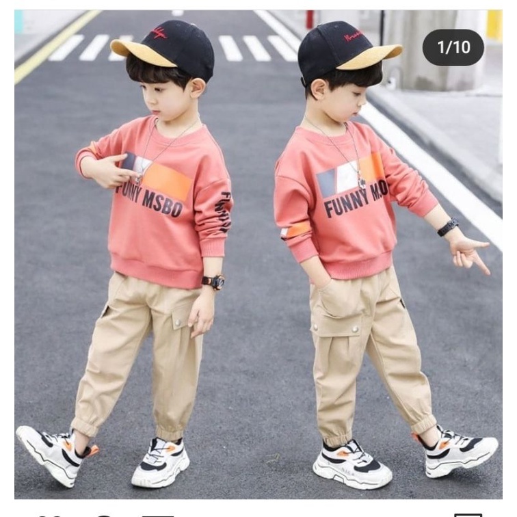 Baju anak murah dan berkualitas, setelan funny msbo geometry/setelan anak laki-laki