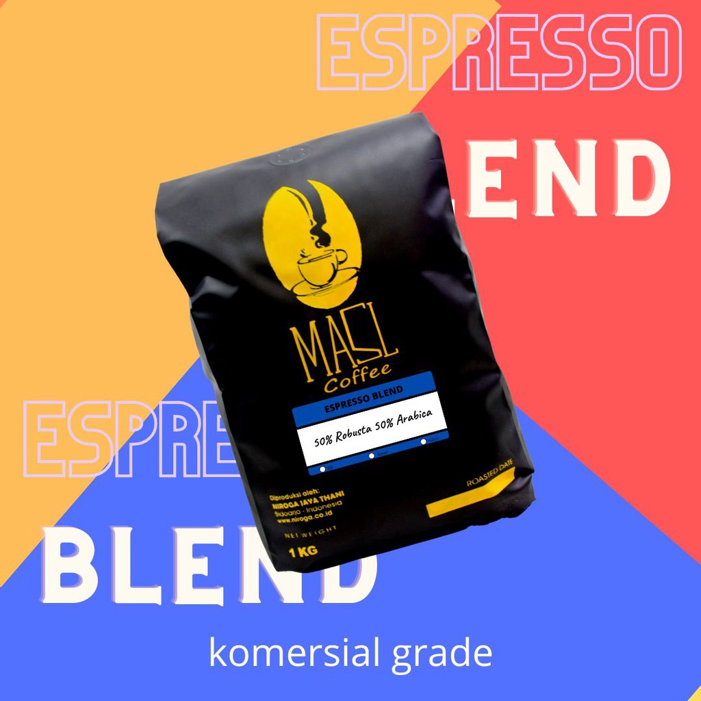 

MASL Coffee - Kopi Espresso Blend Robusta Arabika 1 Kg - 50:50 [Grade Komersial]