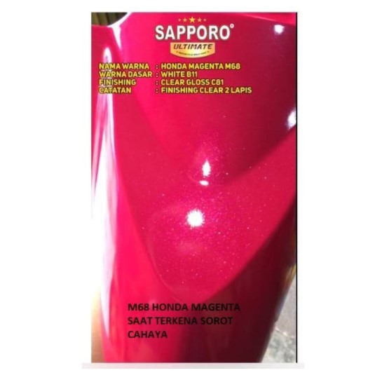 Cat Semprot Sapporo Ultimate M68 Honda Magenta / Sapporo Spray / Pilok / Pylox