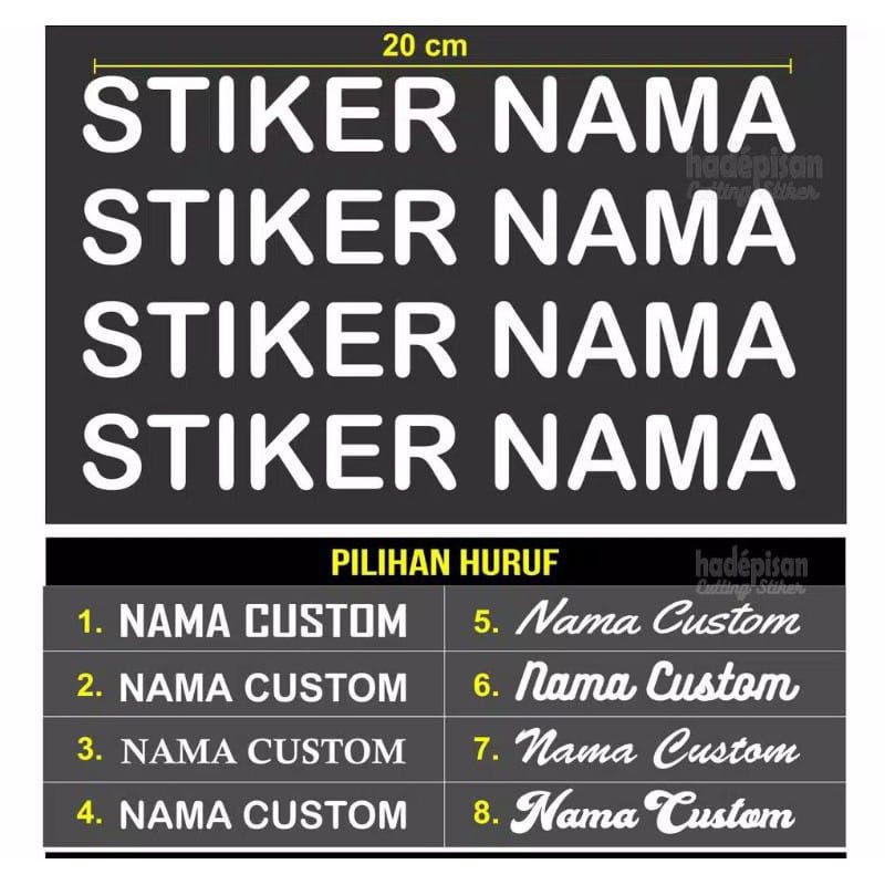 Sticker Nama,custom nama,sticker cutting nama helm,laptop motor custom