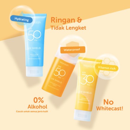 Wardah Sunscreen UV Shield SPF 30 50 PA++ | Serum Aqua Fresh Essence Sun Stick