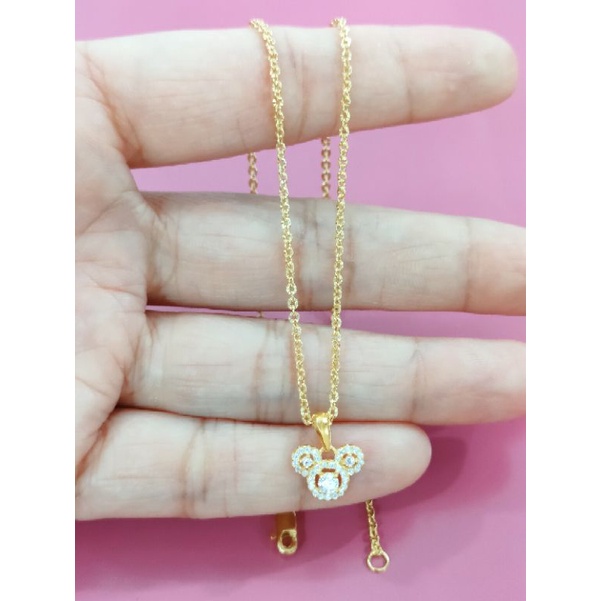 KALUNG ANAK NORI UKIR + LIONTIN MICKY LAPIS EMAS 24K