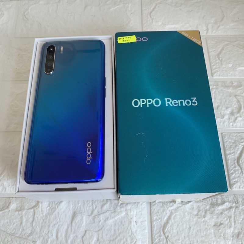 Oppo Reno 3 ram 8GB 128GB Biru Aurora Bekas - Fullset Garansi Resmi - second
