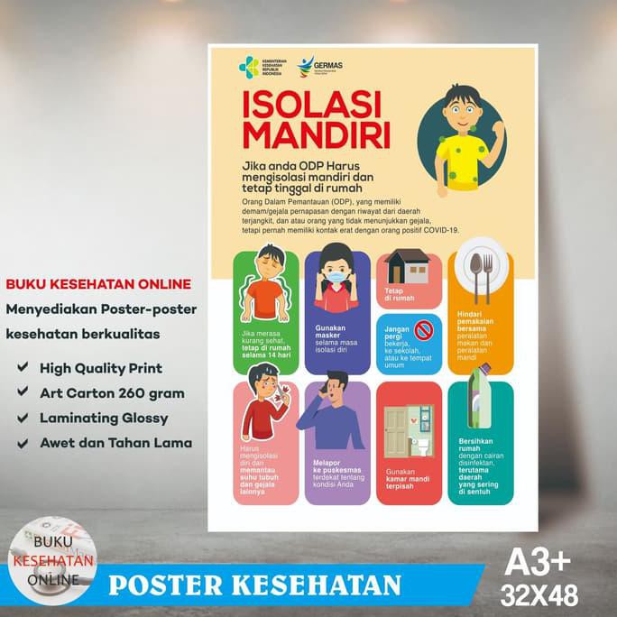 

Poster Kesehatan ISOLASI MANDIRI - LAMINATING GLOSSY KOMPLIT