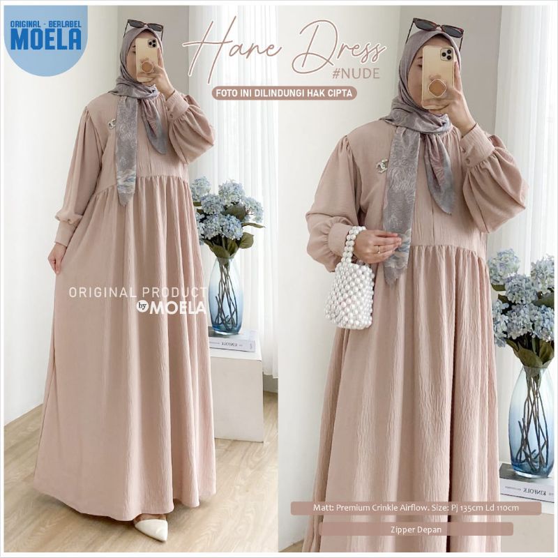 Aura Hane Dress Gamis Jumbo Polos Allsize Busui Premium Crinkle Airflow Original Ori Moela Berlabel-6