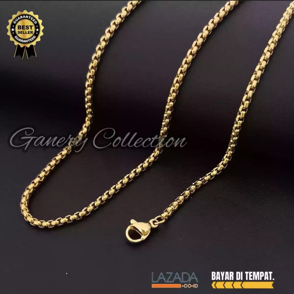 Kalung Gold Titanium Anti Karat Rantai Pria Wanita Tidak Luntur