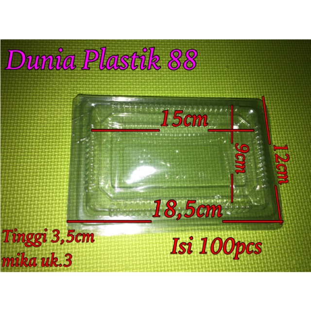 Isi 100pcs Ukuran 3 BOX MIKA PLASTIK MIKA bening lipat staples tempat wadah saji nasi kuning makanan