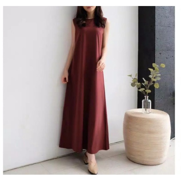 Inner Dress//Singlet Dress Tanpa Lengan//Inner Manset Bahan Knits Rajut