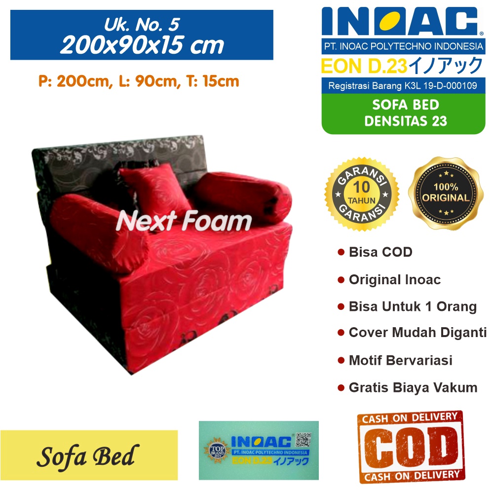 Sofa Bed Inoac Ukuran No 5 200x90x15 Tebal 15 cm EON LG D 23 ORIGINAL INOAC Garansi 10 Tahun