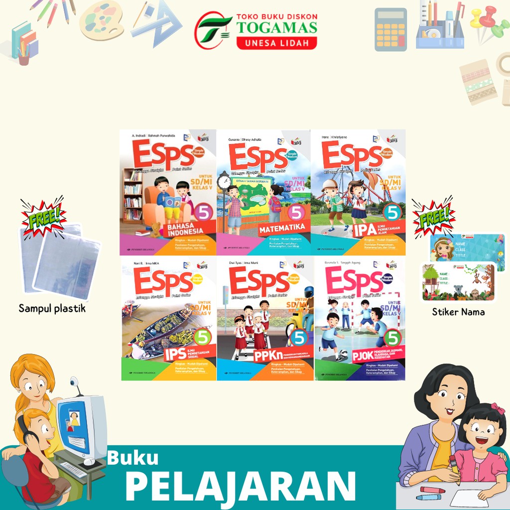 ESPS 5 /BHS INDONESIA/ MATEMATIKA/ IPA/ IPS/ PPKN/ PJOK SD/MI KELAS 5 K2013 NEW REVISI PRINT DIGITAL