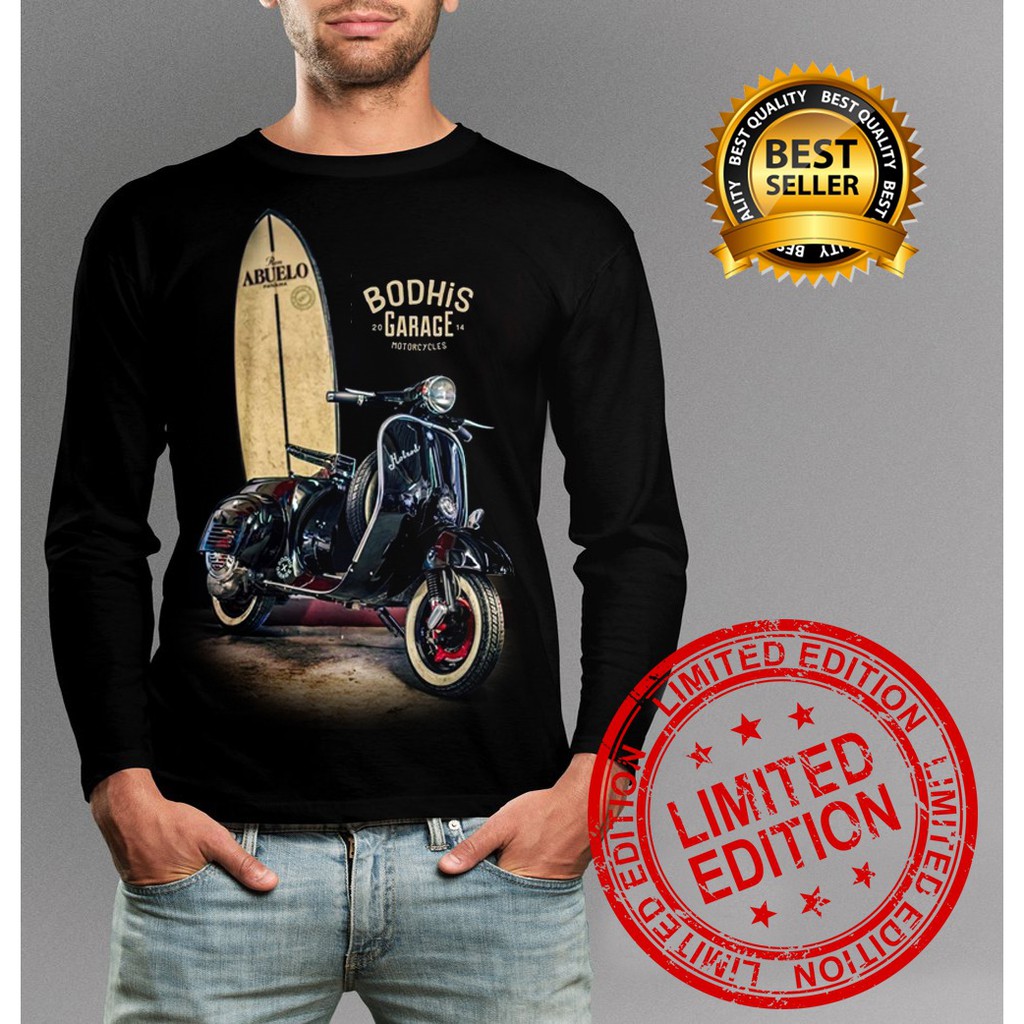 Shalch trendy Kaos distro pria lengan panjang vespa black