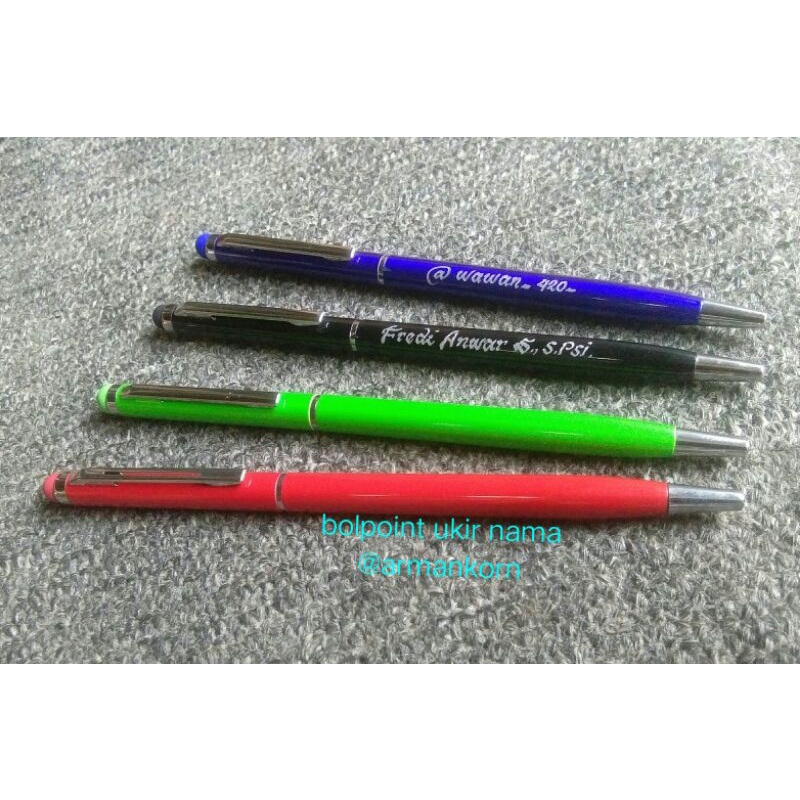 

bolpoint bisa di ukir nama langsung jadi,bolpoint 2 in 1,stylus & pen