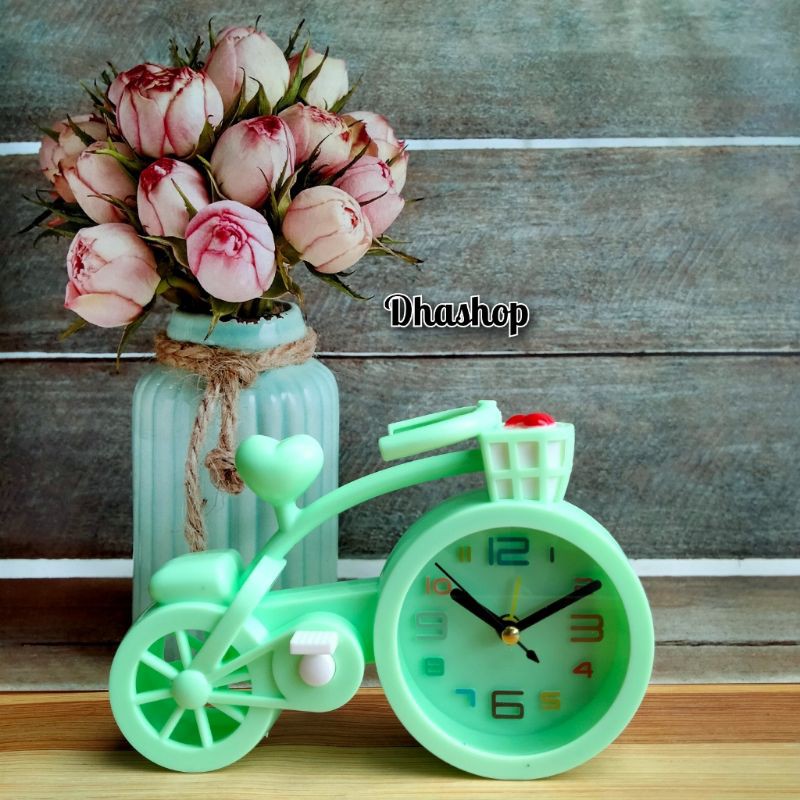 Jam Meja Mod Sepeda Unik / Bicycle Cartoon Desk Clock IMPORT